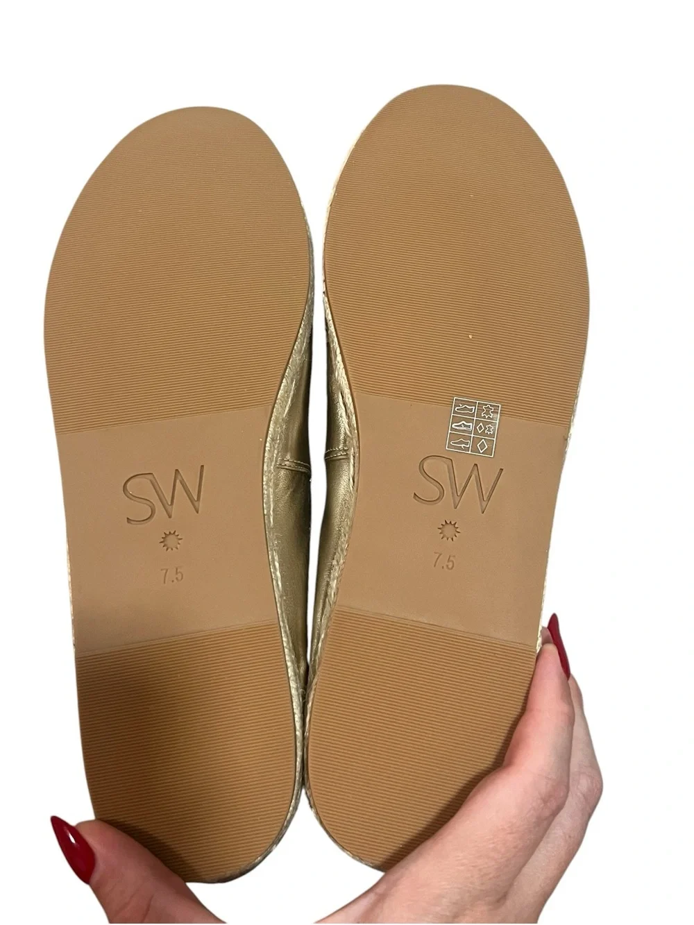 NEW NIB Stuart Weitzman Mykonos Espadrille Flat Gold Metallic Napa Leather